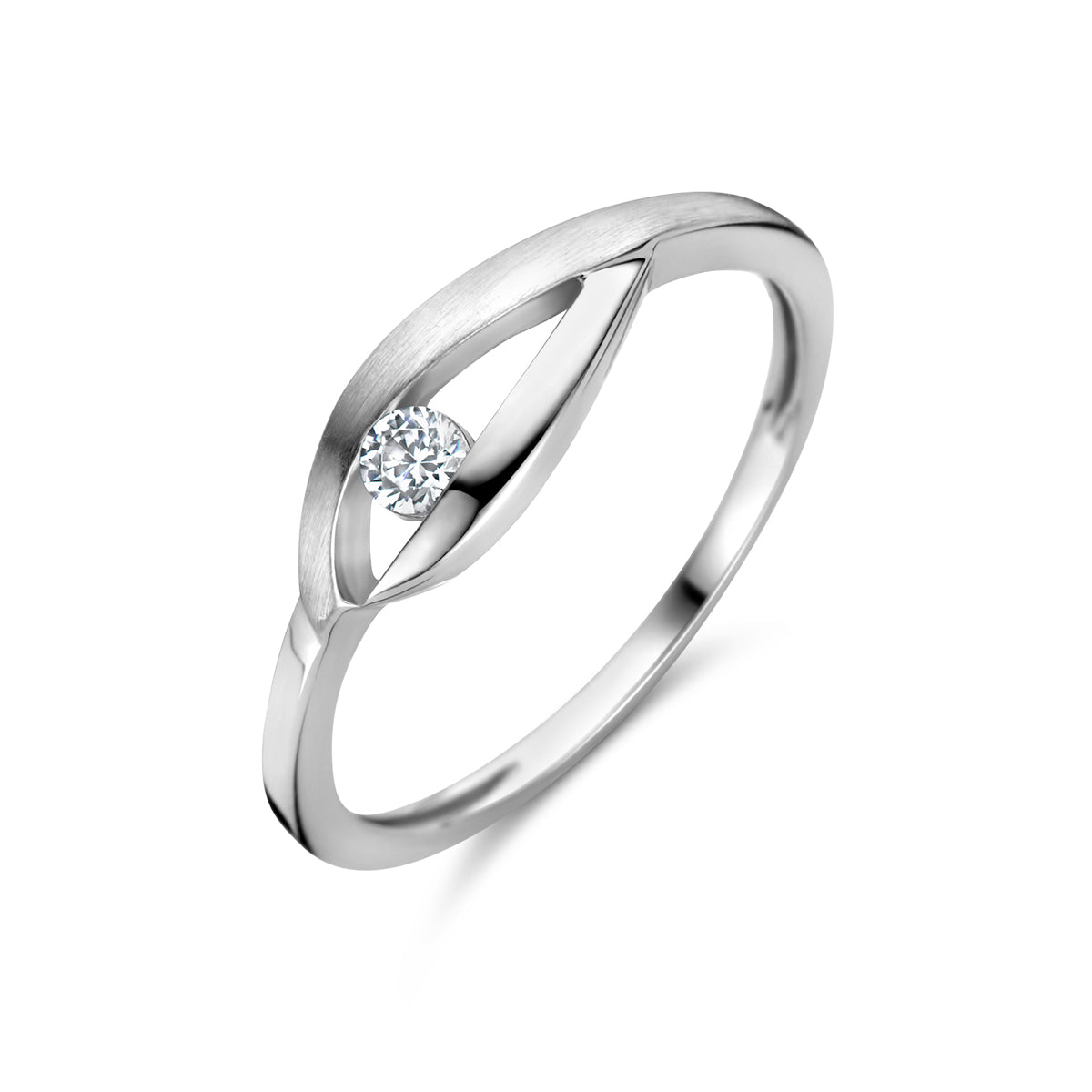 vDam Ring Druppel Zirkonia Poli/mat Zilver Gerhodineerd 1340237