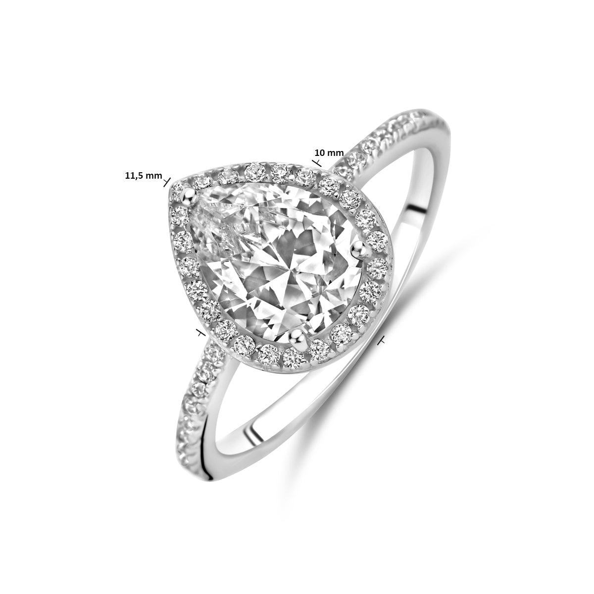 vDam Ring Druppel Zirkonia Zilver Gerhodineerd 1340728 Maat 17¾