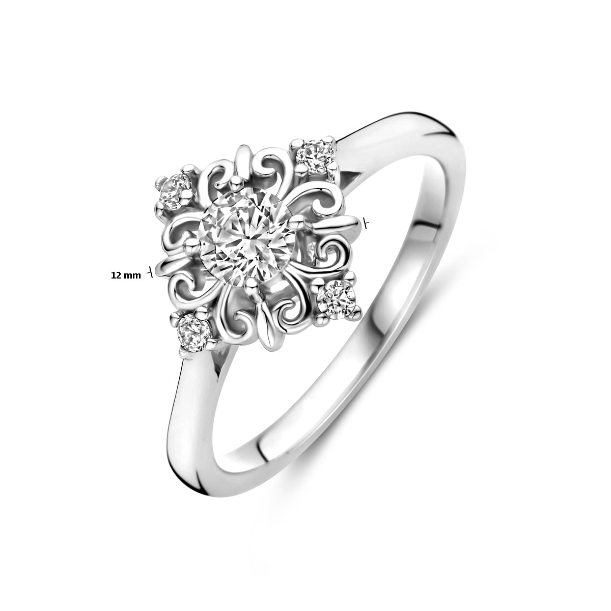 vDam Ring Filigrain Zirkonia Zilver Gerhodineerd 1339202 Maat 17¼