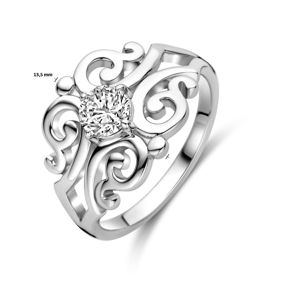 vDam Ring Filigrain Zirkonia Zilver Gerhodineerd 1339580 Maat 16½