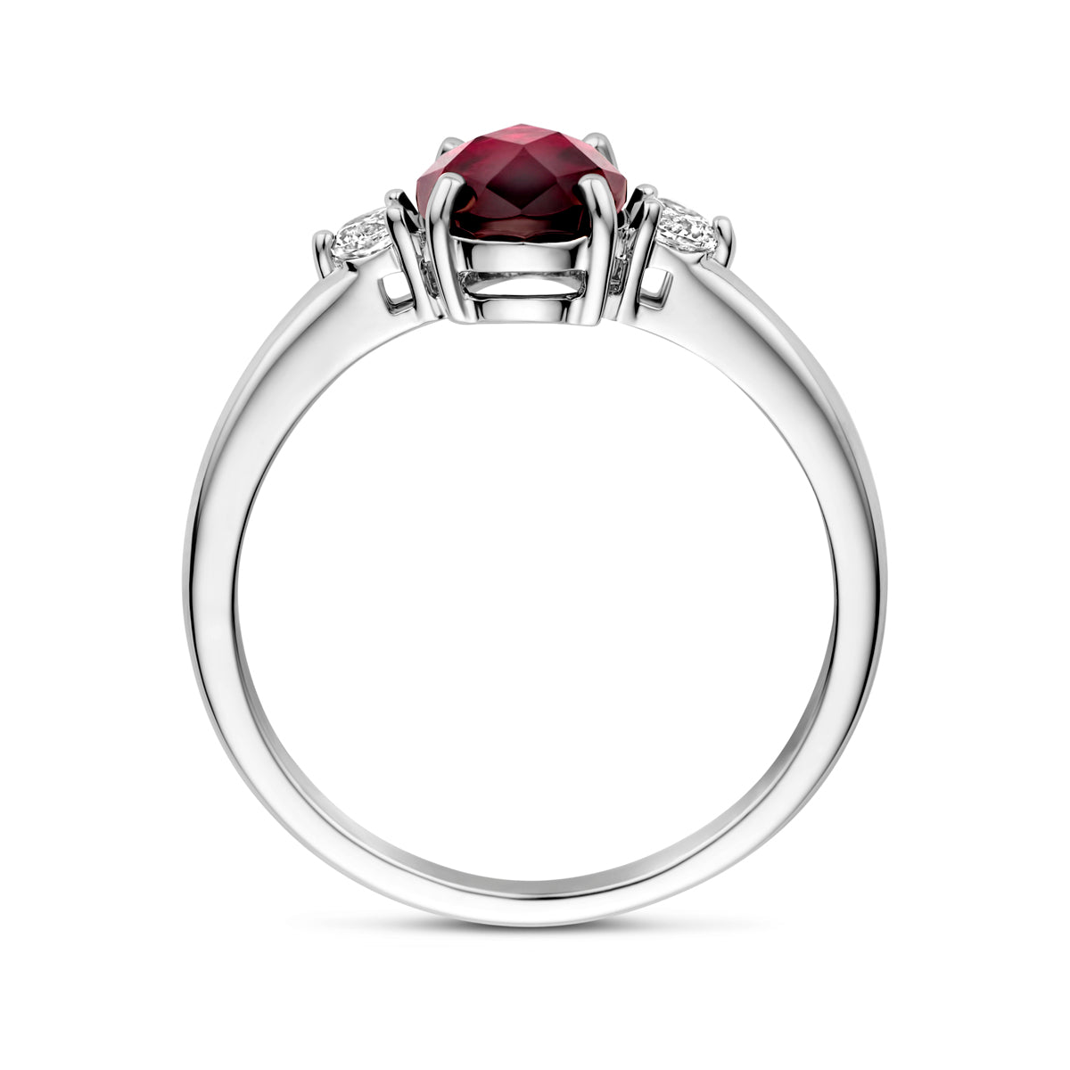 vDam Ring Granaat En Zirkonia Zilver Gerhodineerd 1340323 Maat 17¼