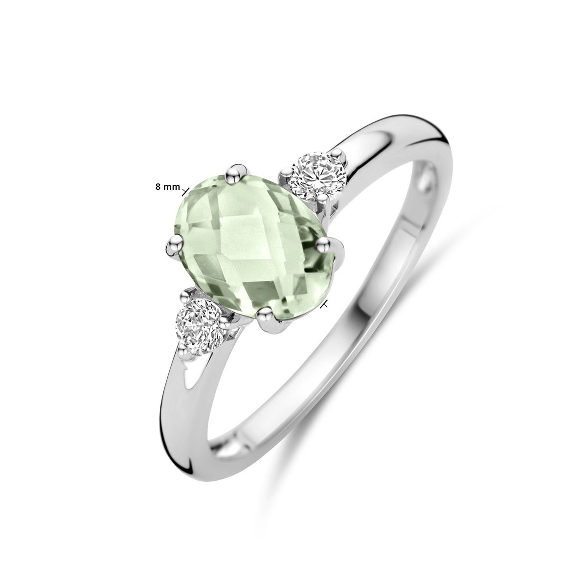 vDam Ring Groen Amethist En Zirkonia Zilver Gerhodineerd 1340332 Maat 17¾