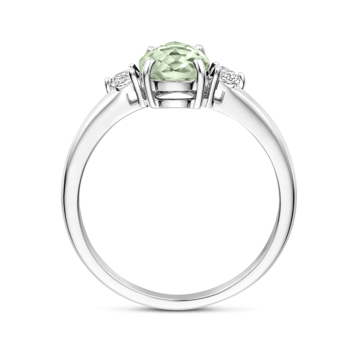 vDam Ring Groen Amethist En Zirkonia Zilver Gerhodineerd 1340333 Maat 18½