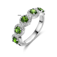 vDam Ring Groen En Wit Zirkonia Halo Zilver Gerhodineerd 1336743 Maat 18½