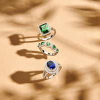 vDam Ring Groen En Wit Zirkonia Halo Zilver Gerhodineerd 1336743 Maat 18½