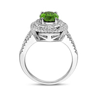 vDam Ring Groen En Wit Zirkonia Halo Zilver Gerhodineerd 1336832 Maat 16½