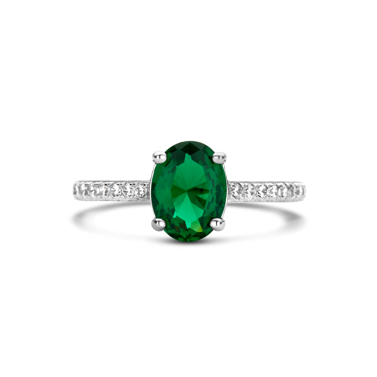 vDam Ring Groen En Wit Zirkonia Zilver Gerhodineerd 1335861 Maat 17¾