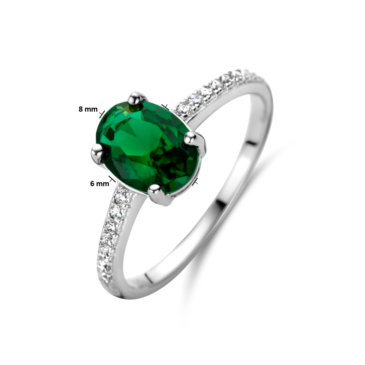 vDam Ring Groen En Wit Zirkonia Zilver Gerhodineerd 1335861 Maat 17¾
