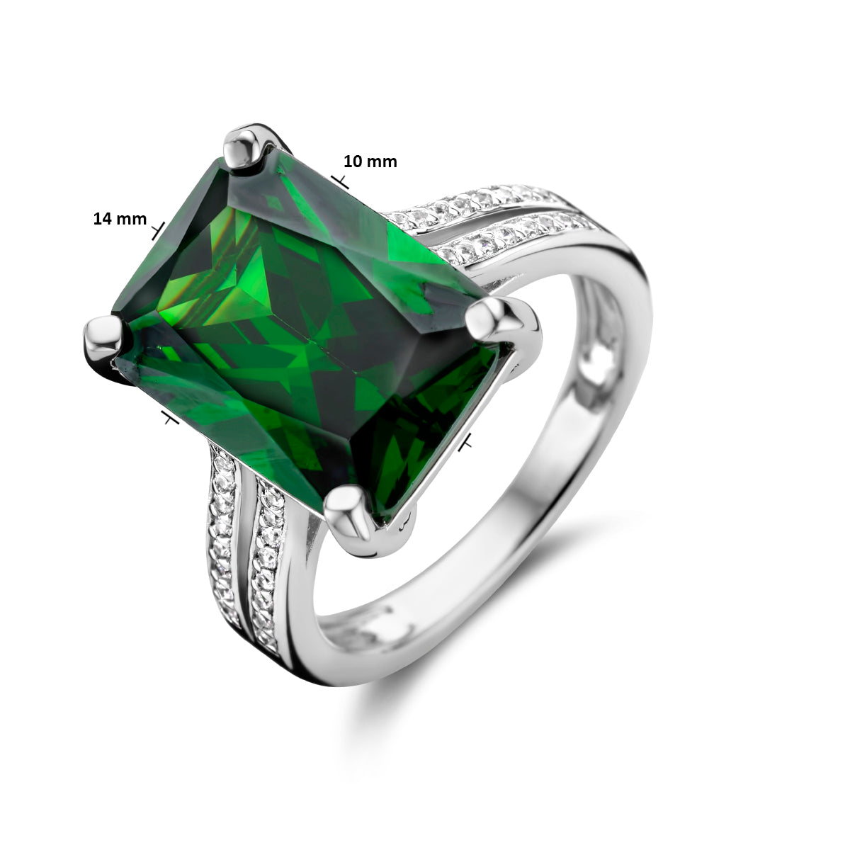 vDam Ring Groen En Wit Zirkonia Zilver Gerhodineerd 1336032 Maat 16½