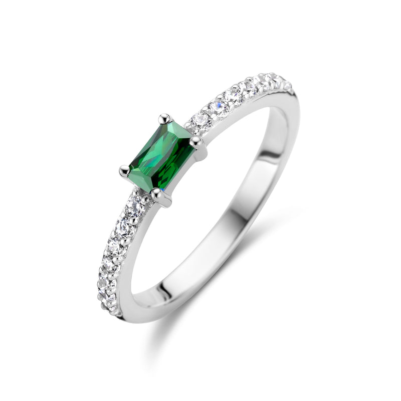 vDam Ring Groen En Wit Zirkonia Zilver Gerhodineerd 1336067