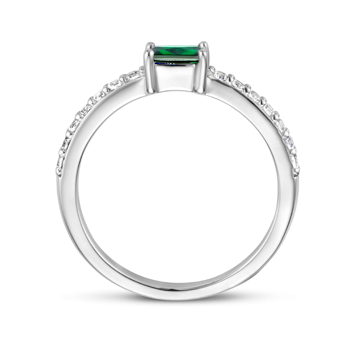 vDam Ring Groen En Wit Zirkonia Zilver Gerhodineerd 1336069 Maat 17¾