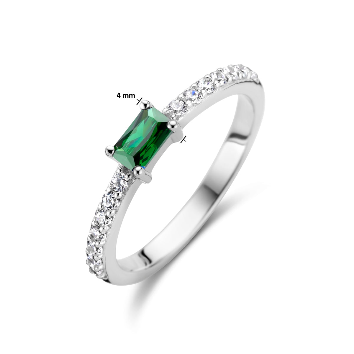 vDam Ring Groen En Wit Zirkonia Zilver Gerhodineerd 1336070 Maat 18½