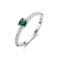 vDam Ring Groen En Wit Zirkonia Zilver Gerhodineerd 1336117