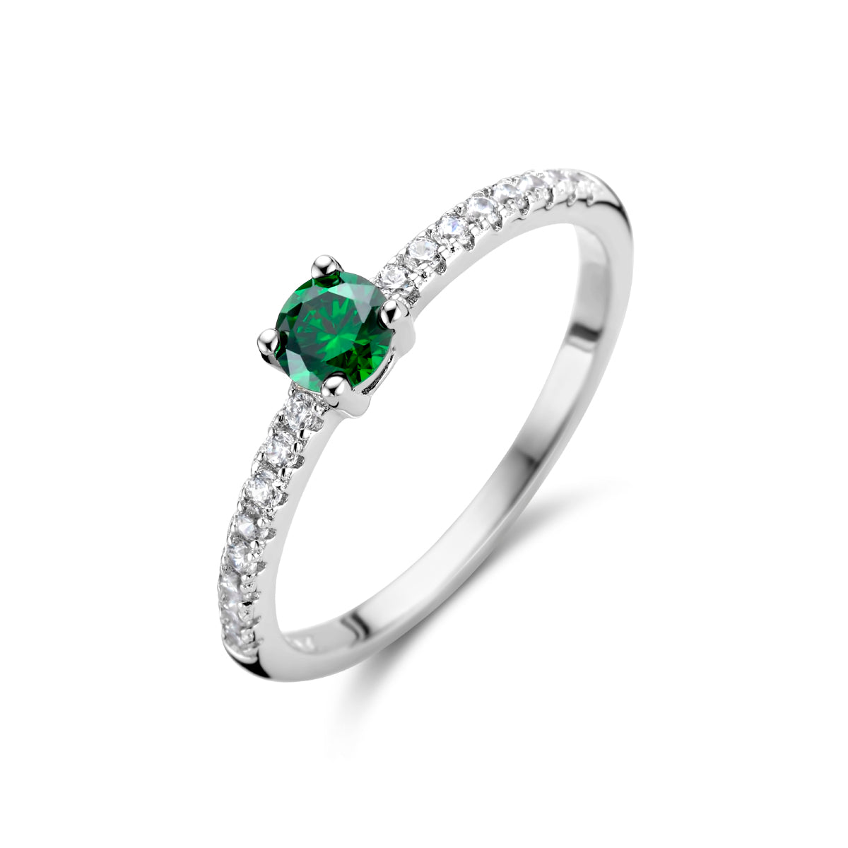 vDam Ring Groen En Wit Zirkonia Zilver Gerhodineerd 1336117