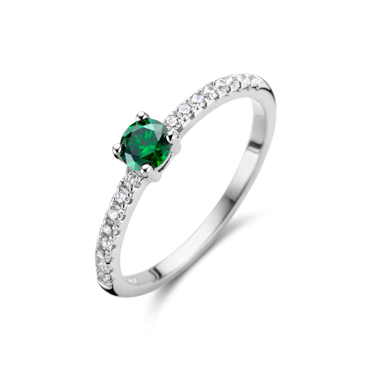 vDam Ring Groen En Wit Zirkonia Zilver Gerhodineerd 1336120