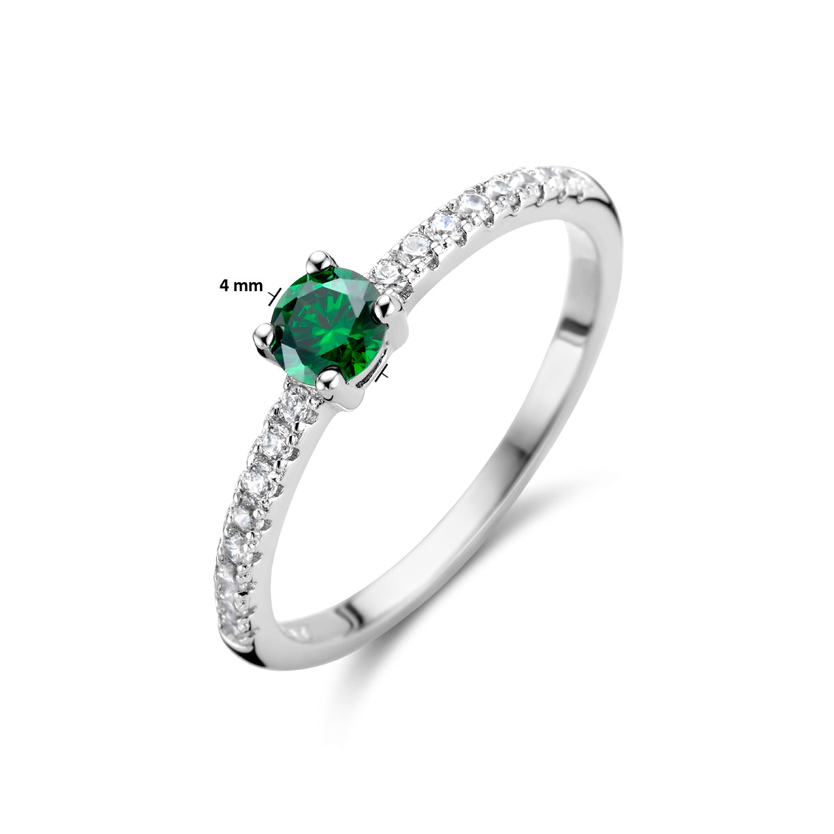 vDam Ring Groen En Wit Zirkonia Zilver Gerhodineerd 1336120 Maat 18½
