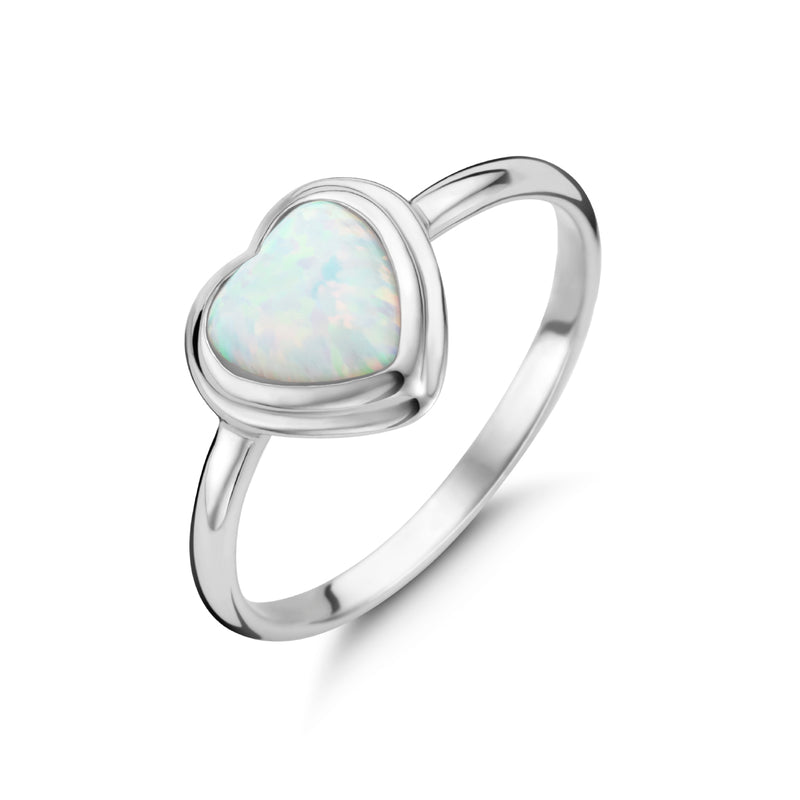 vDam Ring Hart Synth Opaal Zilver Gerhodineerd 1336320