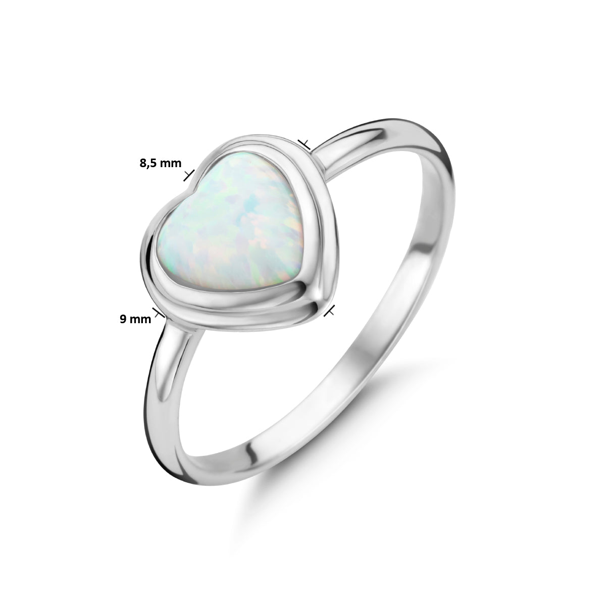 vDam Ring Hart Synth Opaal Zilver Gerhodineerd 1336337 Maat 18½