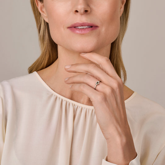 vDam Ring Hart, Zirkonia En Zwart Emaille Halo Zilver Gerhodineerd 1338596 Maat 16½