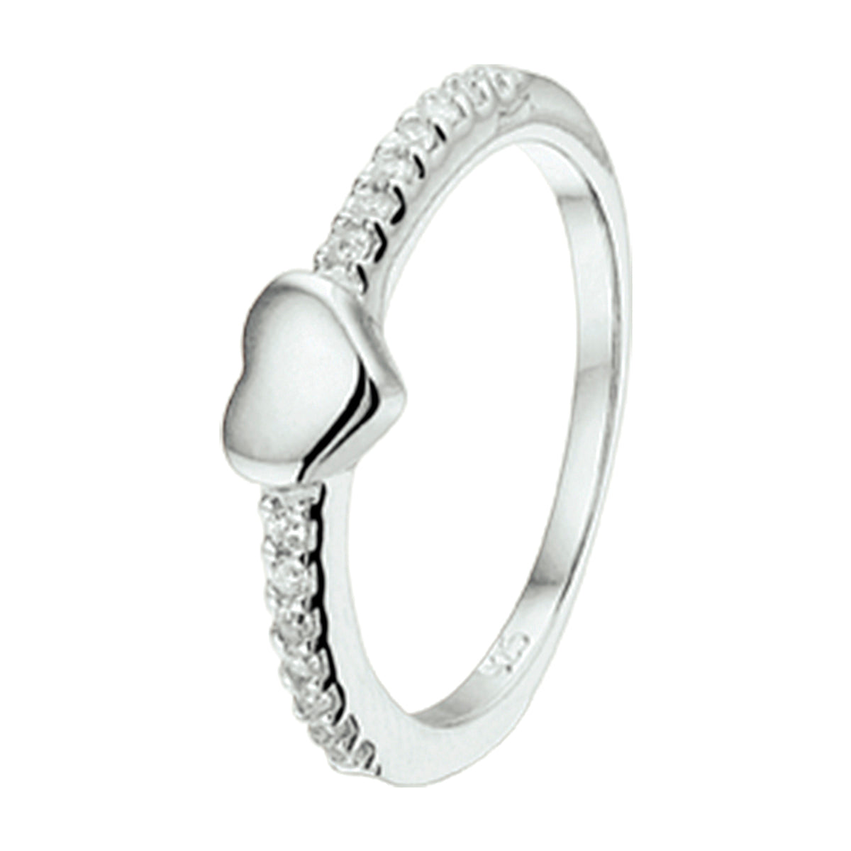 vDam Ring Hart Zirkonia Zilver Gerhodineerd 1325141