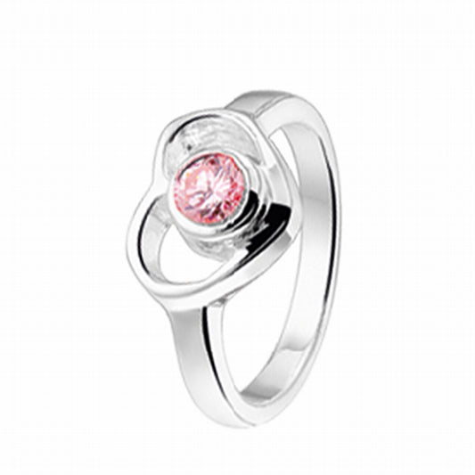vDam Ring Hart  Roze Zirkonia Zilver Gerhodineerd 1329411