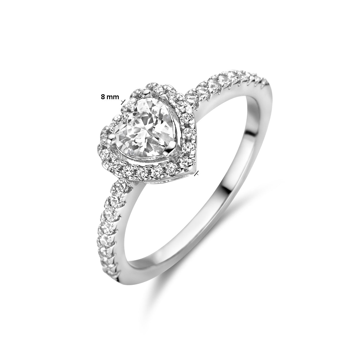 vDam Ring Hart Zirkonia Zilver Gerhodineerd 1336768 Maat 19