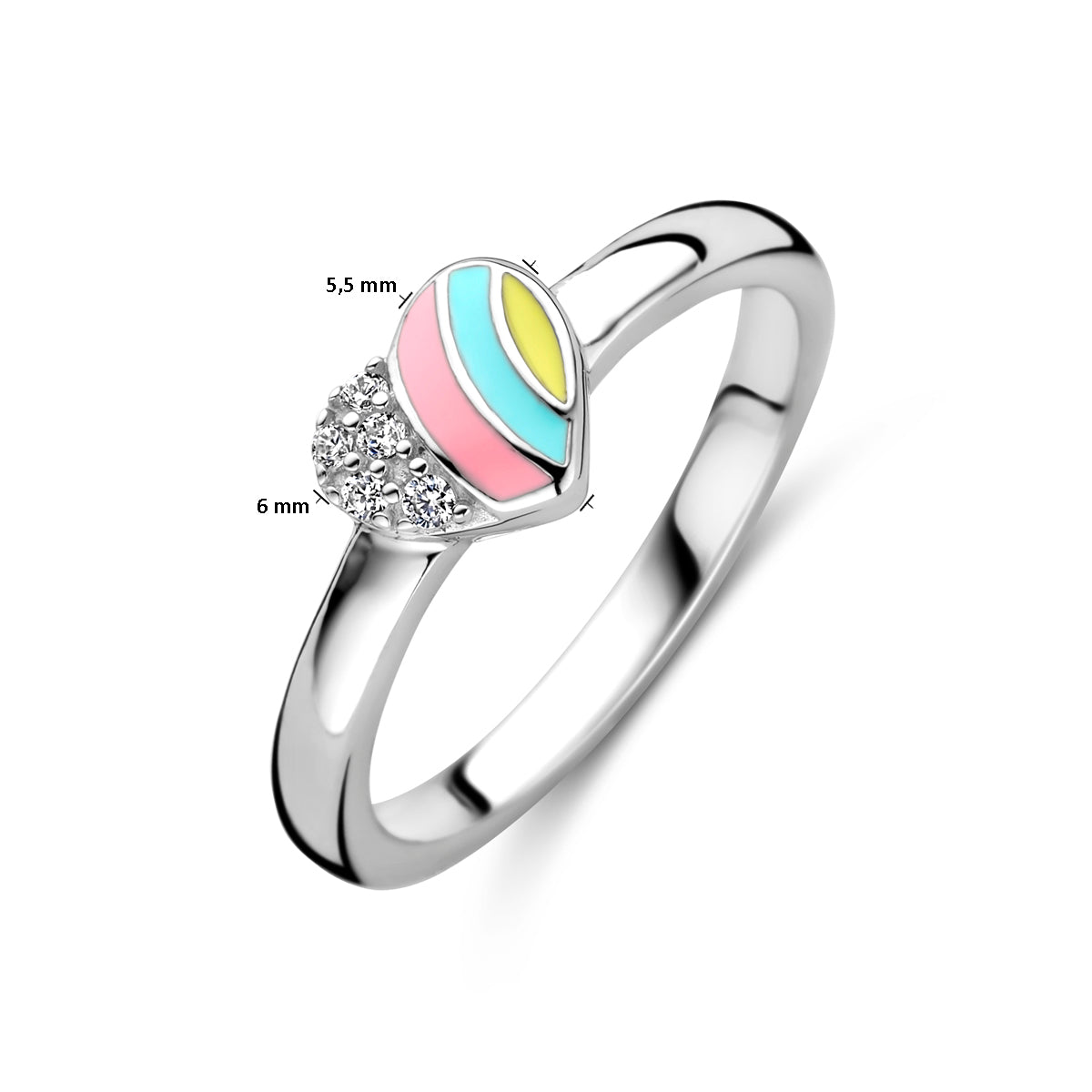 vDam Ring Hart Zirkonia Zilver Gerhodineerd 1337759 Maat 13½