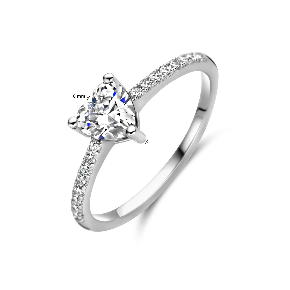 vDam Ring Hart Zirkonia Zilver Gerhodineerd 1338179 Maat 17¾