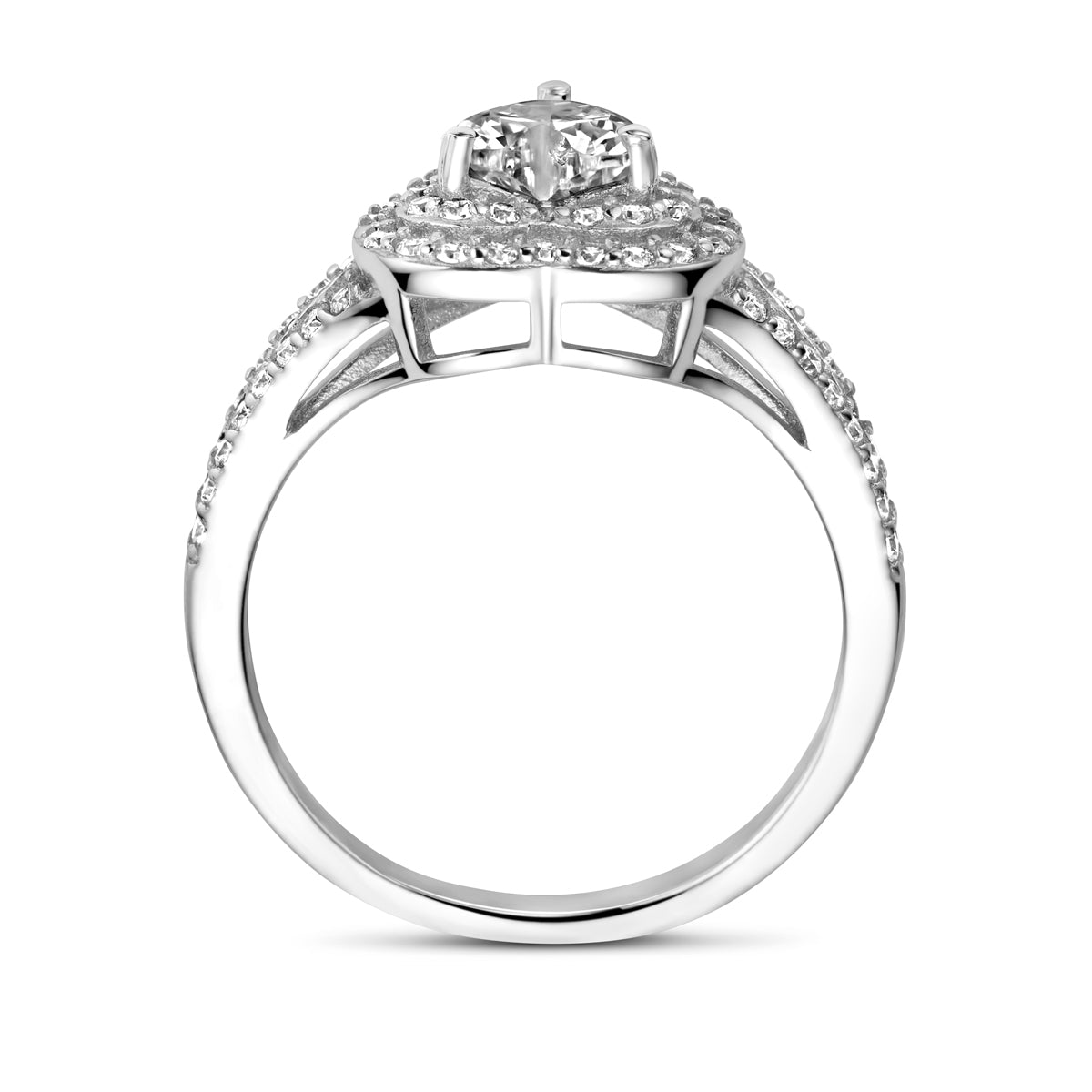 vDam Ring Hart Zirkonia Zilver Gerhodineerd 1338288 Maat 16½