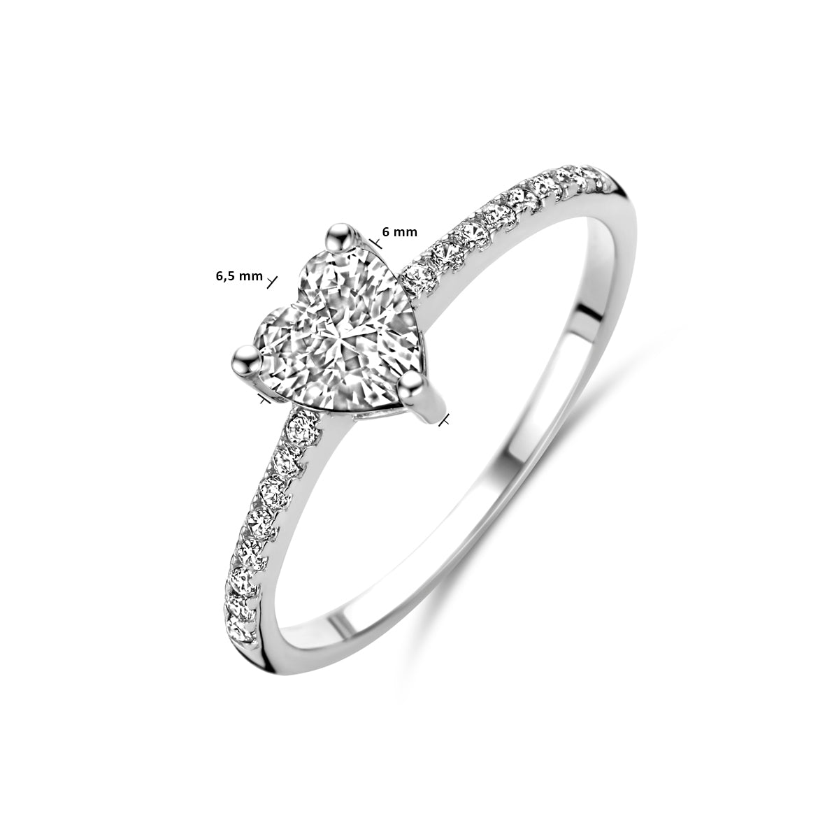 vDam Ring Hart Zirkonia Zilver Gerhodineerd 1338494 Maat 16