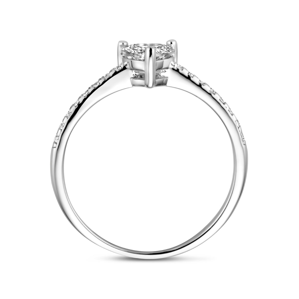 vDam Ring Hart Zirkonia Zilver Gerhodineerd 1338498 Maat 18½