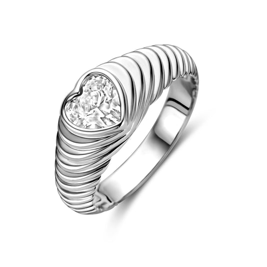 vDam Ring Hart Zirkonia Zilver Gerhodineerd 1339232