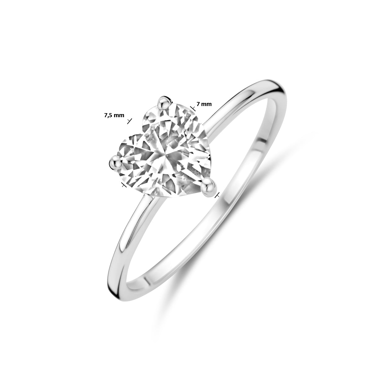 vDam Ring Hartje Zirkonia Zilver Gerhodineerd 1339359 Maat 16½