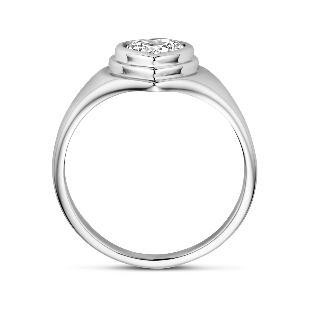 vDam Ring Hartje Zirkonia Zilver Gerhodineerd 1339375 Maat 17¼