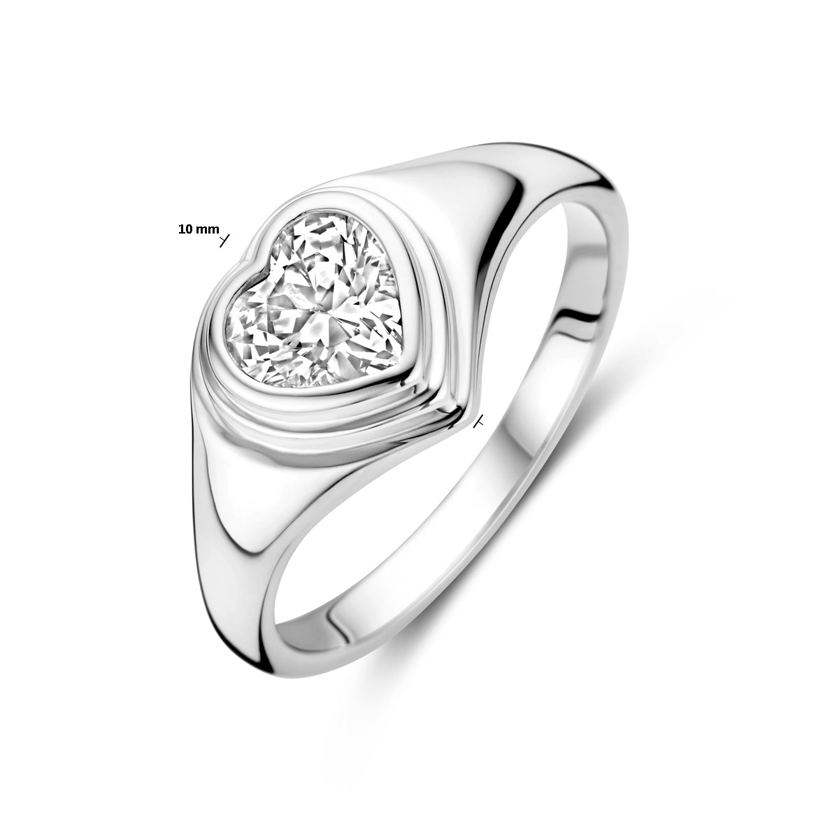 vDam Ring Hartje Zirkonia Zilver Gerhodineerd 1339375 Maat 17¼