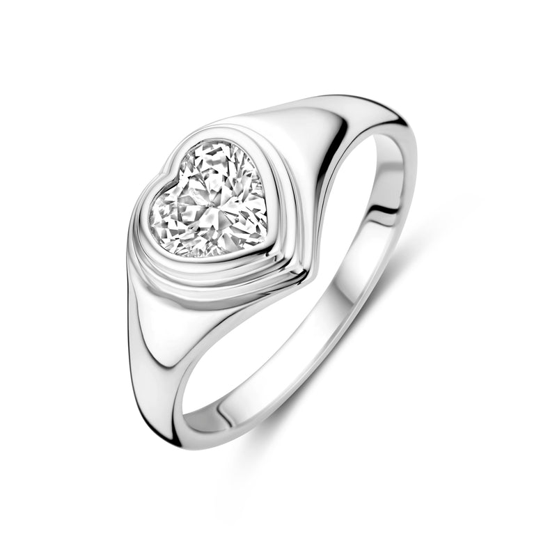 vDam Ring Hartje Zirkonia Zilver Gerhodineerd 1339375