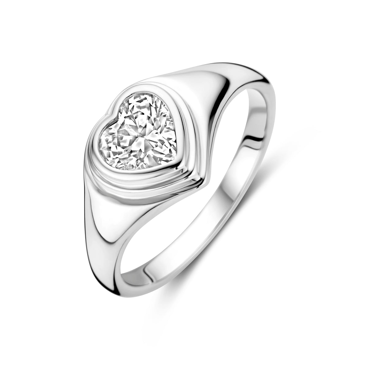 vDam Ring Hartje Zirkonia Zilver Gerhodineerd 1339377