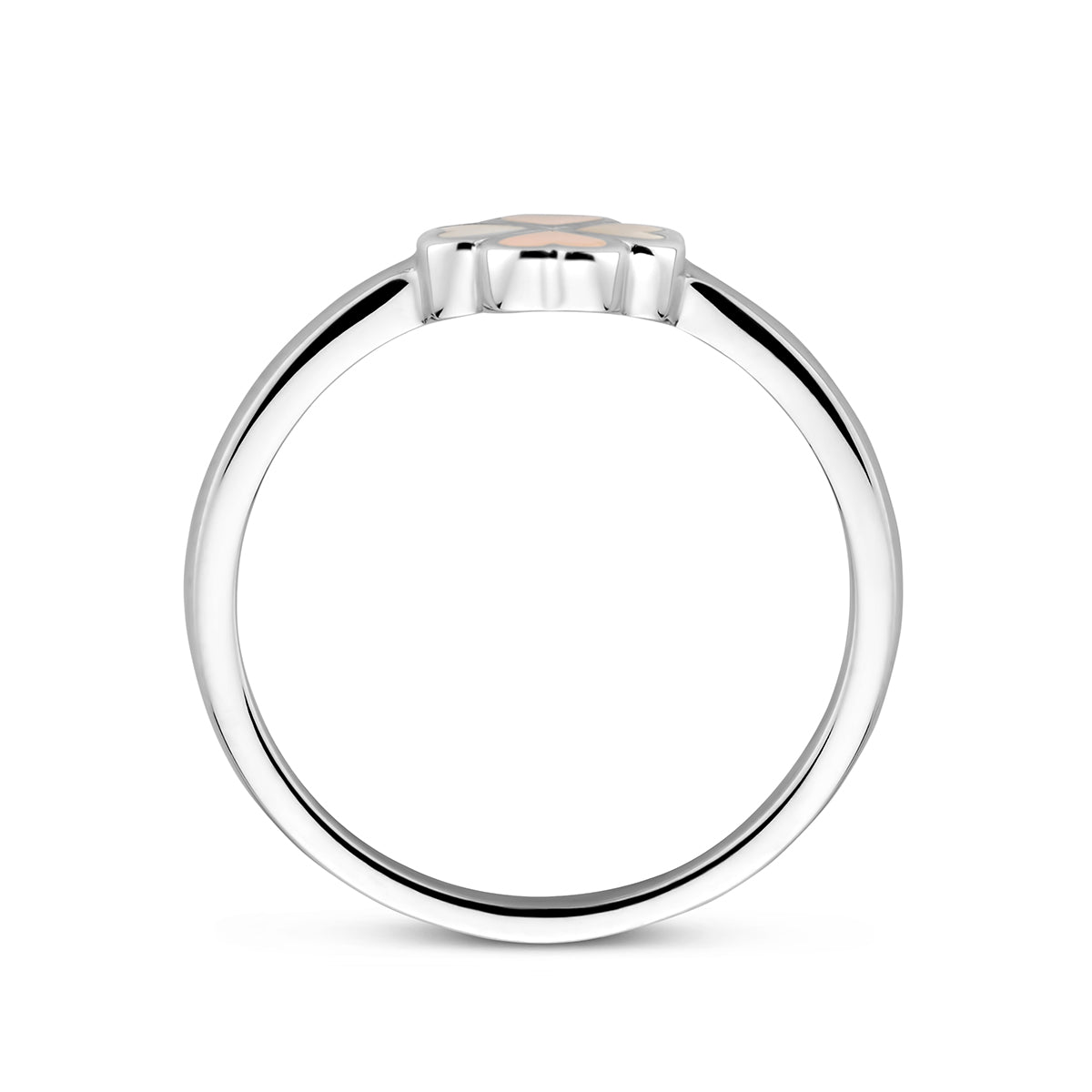 vDam Ring Klavertje Parelmoer Zilver Gerhodineerd 1337841 Maat 16