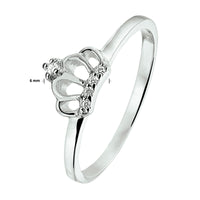 vDam Ring Kroon Zirkonia Zilver Gerhodineerd Maat 1328198 Maat 13