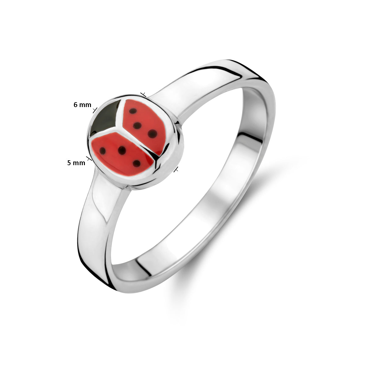 vDam Ring Lieveheersbeestje Zilver Gerhodineerd Maat 1337002 Maat 13