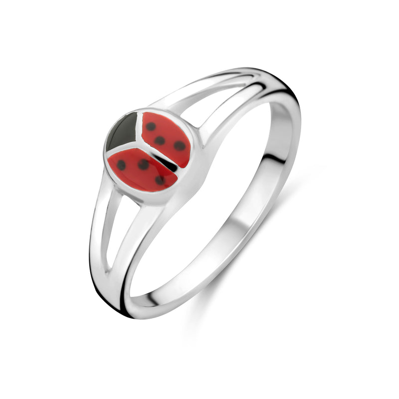 vDam Ring Lieveheersbeestje Zilver Wit 1021838