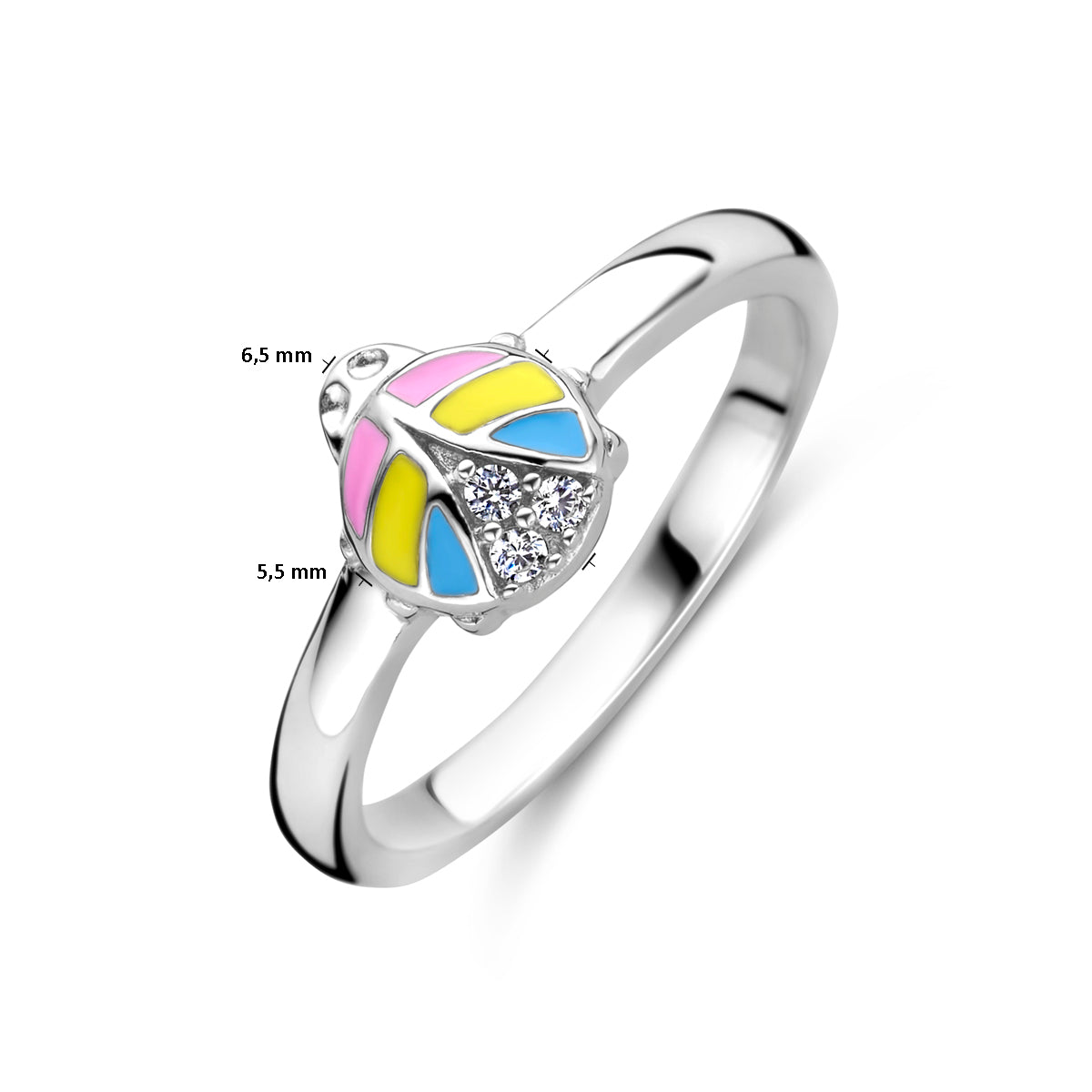 vDam Ring Lieveheersbeestje Zirkonia Zilver Gerhodineerd Maat 1337770 Maat 13