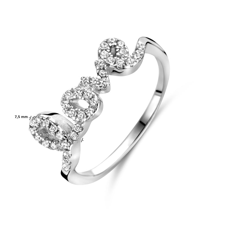 vDam Ring Love Zirkonia Zilver Gerhodineerd 1338277 Maat 17¾