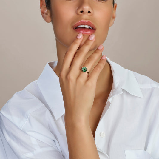 vDam Ring Malachiet Zilver Gerhodineerd 1337138 Maat 16½