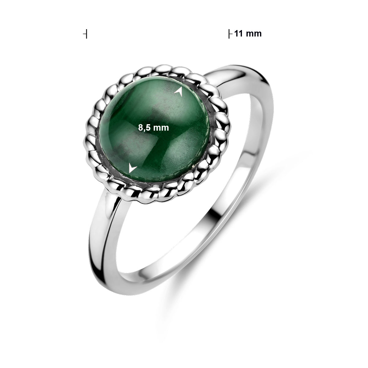 Malachi Ringer vDam Ring Malachiet Zilver Gerhodineerd 1337737 Maat 17¼