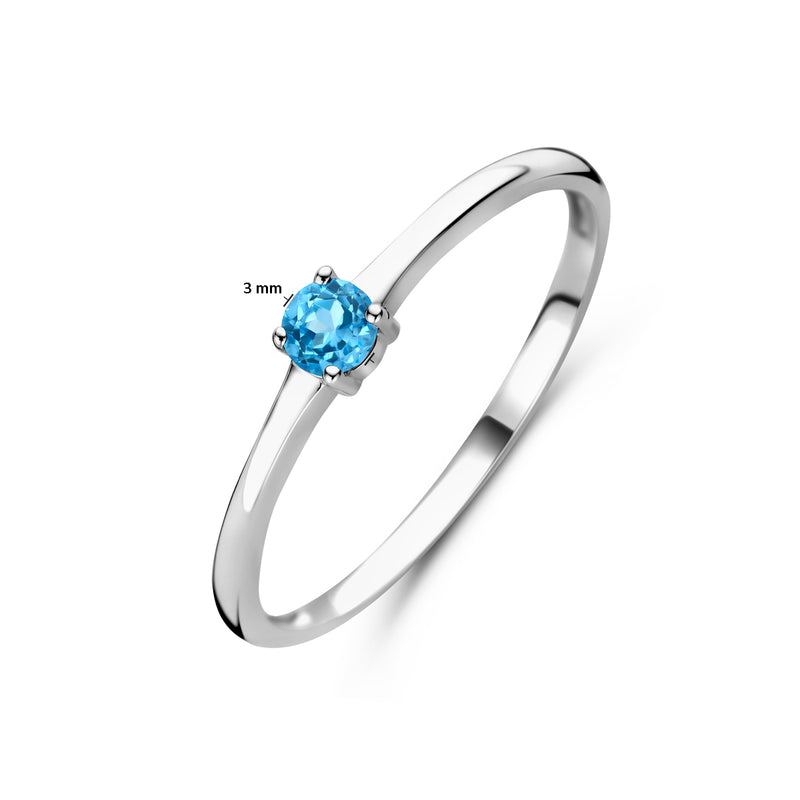 vDam Ring Met Geboortesteen Blauw Topaas December Zilver Gerhodineerd 1337096 Maat 16½