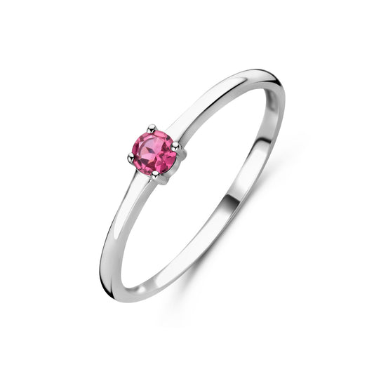 vDam Ring Met Geboortesteen Roze Toermalijn Oktober Zilver Gerhodineerd 1337117