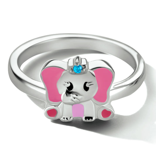 vDam Ring Olifant Blauw Zirkonia Zilver Gerhodineerd 1334495 Maat 14