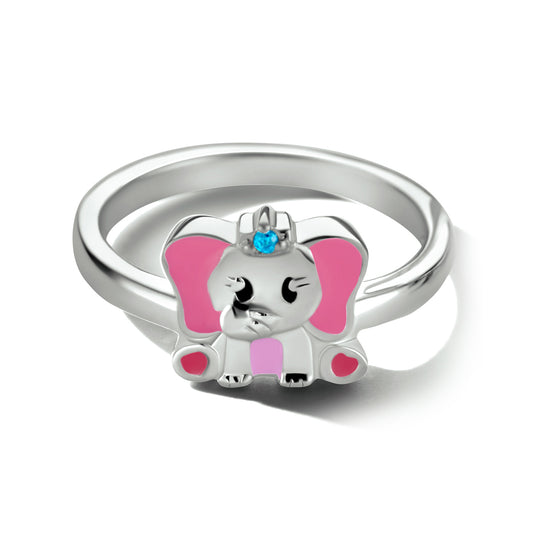 vDam Ring Olifant Blauw Zirkonia Zilver Gerhodineerd 1334496