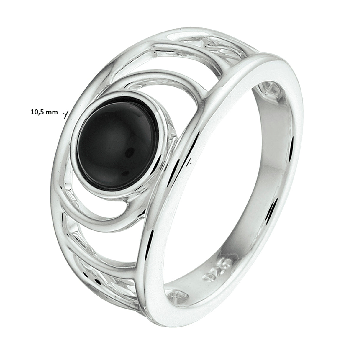 vDam Ring Onyx Zilver Gerhodineerd 1332525 Maat 16½